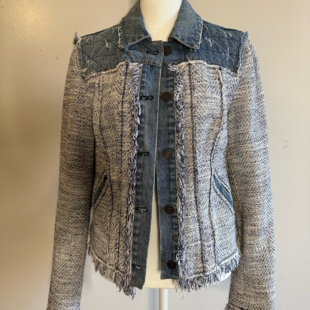 Rebecca Taylor Denim and Textured Gray Jacket